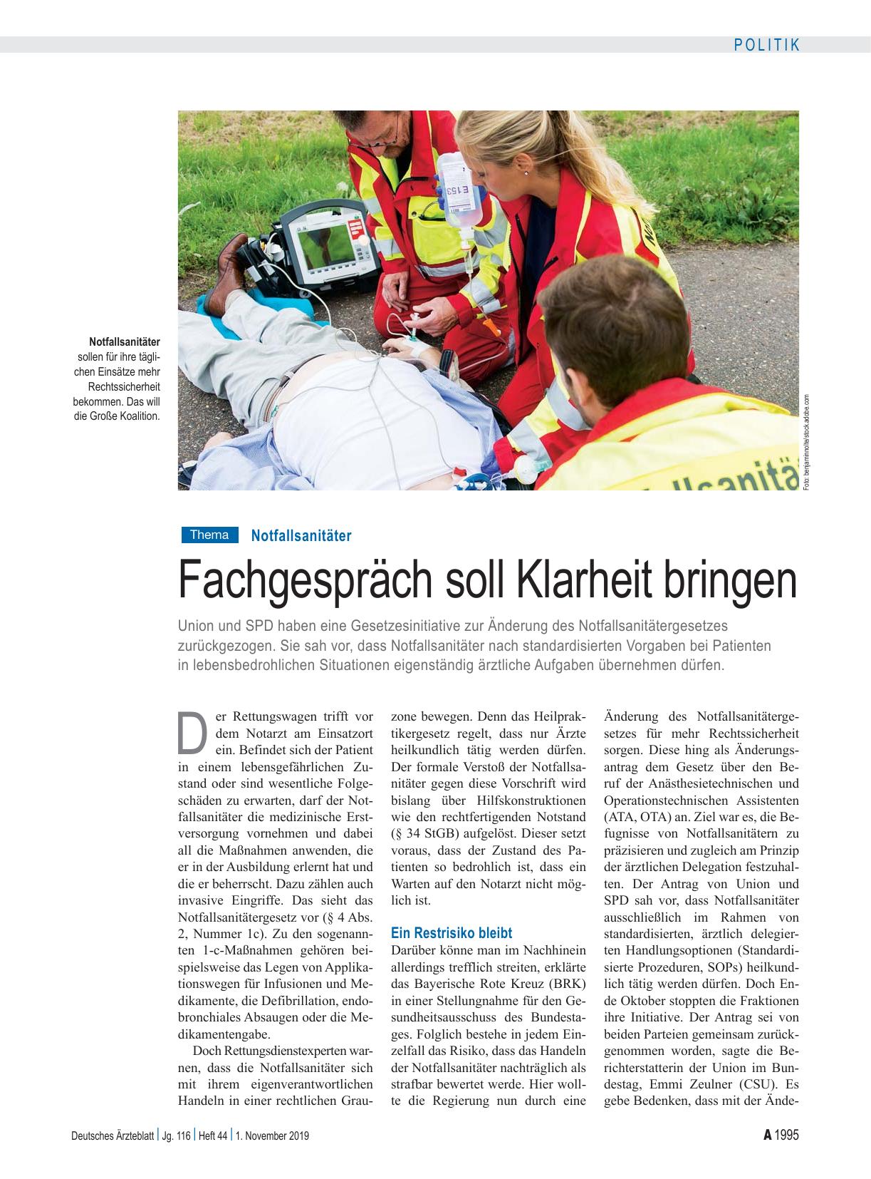 Vorschauseite 1: Notfallsanitäter: Fachgespräch soll Klarheit bringen