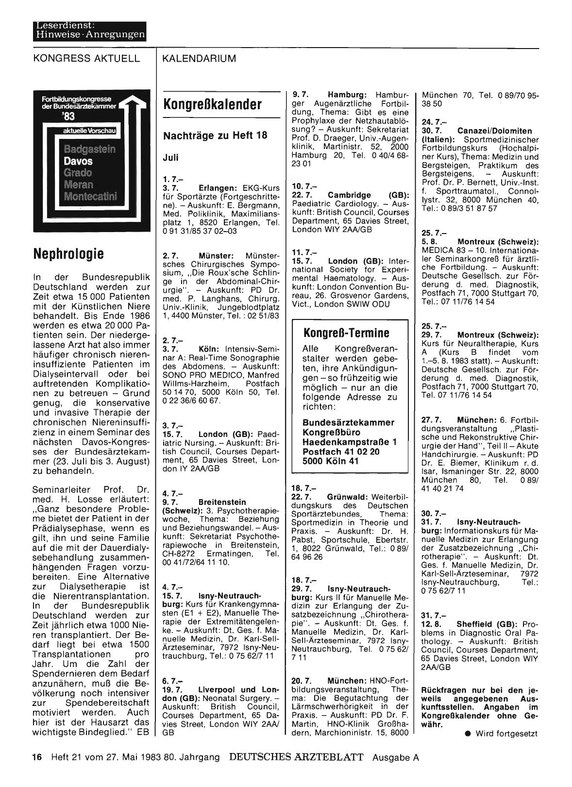 Vorschauseite 1: Kongreßkalender