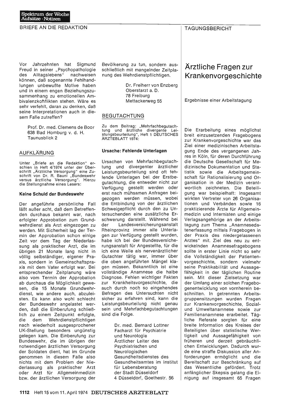 Vorschauseite 1: Ärztliche Fragen zur Krankenvorgeschichte