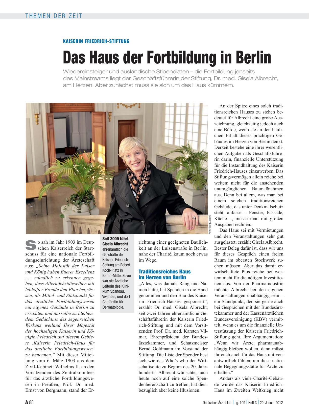 Vorschauseite 1: Kaiserin Friedrich-Stiftung: Das Haus der Fortbildung in Berlin