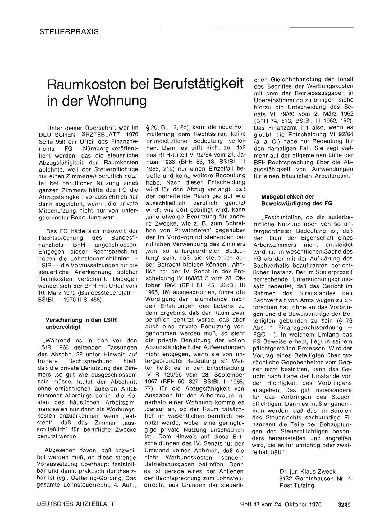 Vorschauseite 1: Raumkosten bei Berufstätigkeit in der Wohnung