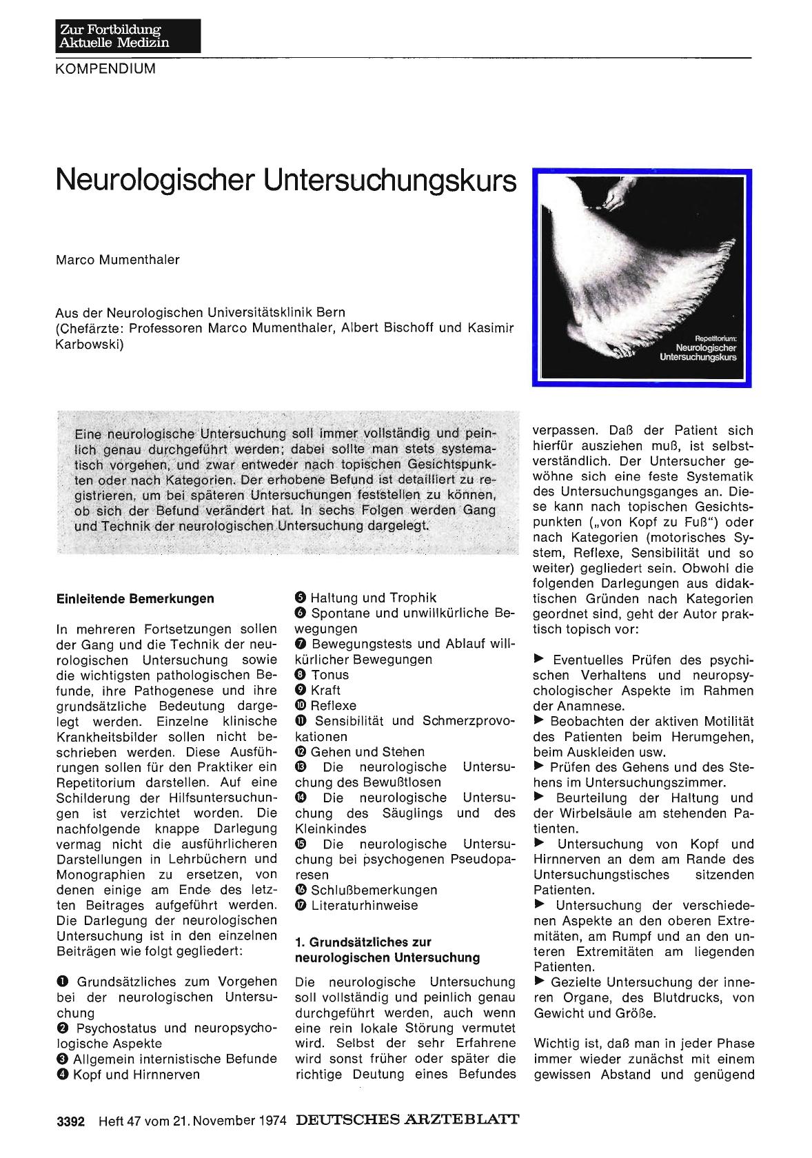 Vorschauseite 1: Neurologischer Untersuchungskurs