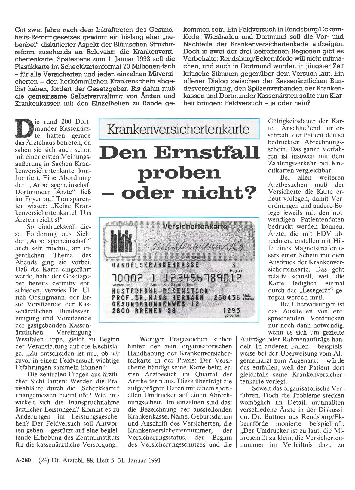 Vorschauseite 1: Krankenversichertenkarte: Den Ernstfall proben - oder nicht?