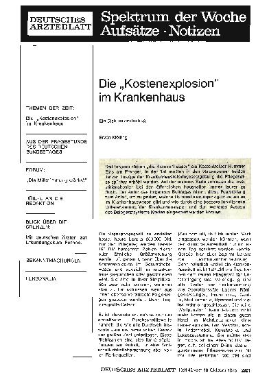 Vorschauseite 1: Die „Kostenexplosion“ im Krankenhaus: Ein Diskussionsbeitrag