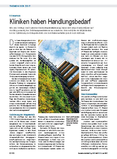 Vorschauseite 1: Klimaschutz: Kliniken haben Handlungsbedarf