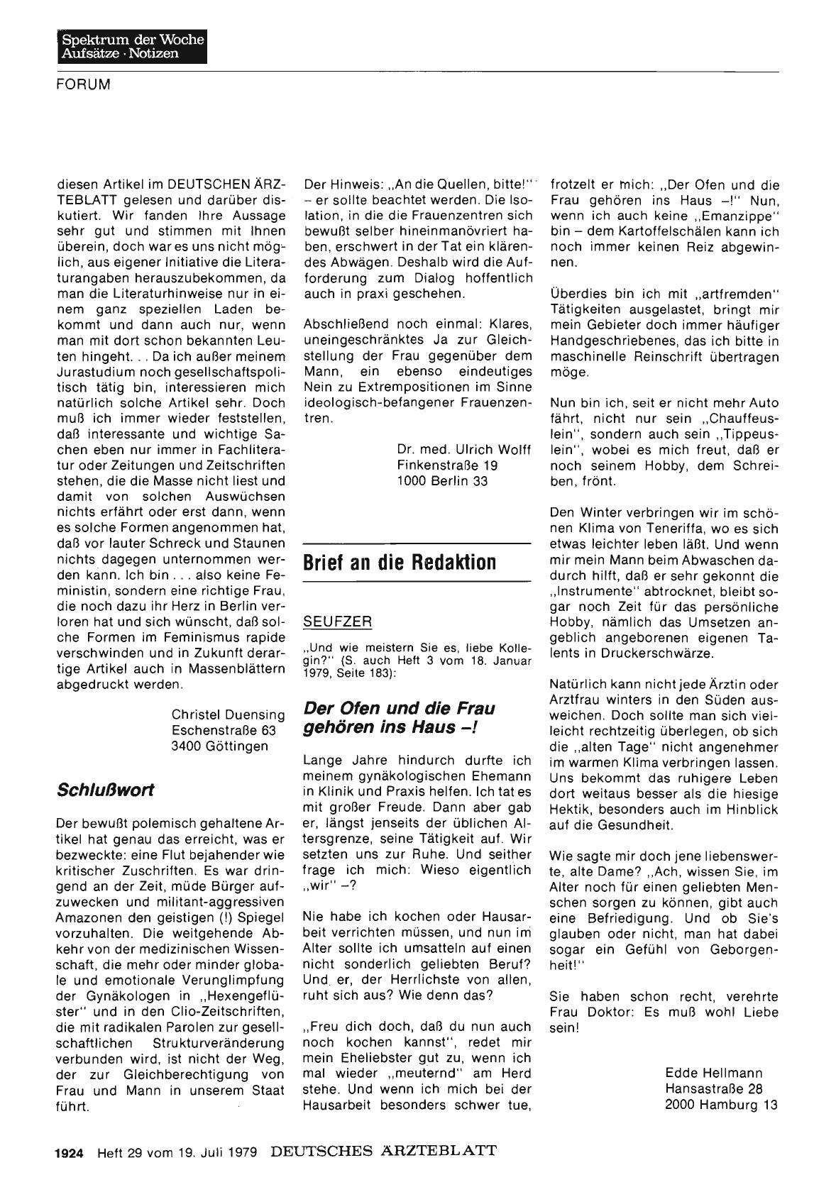Vorschauseite 1: SEUFZER: Der Ofen und die Frau gehören ins Haus