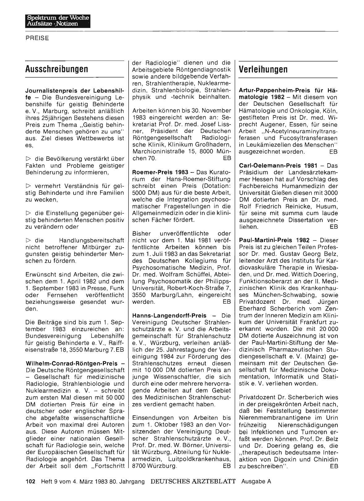 Vorschauseite 1: Ausschreibungen