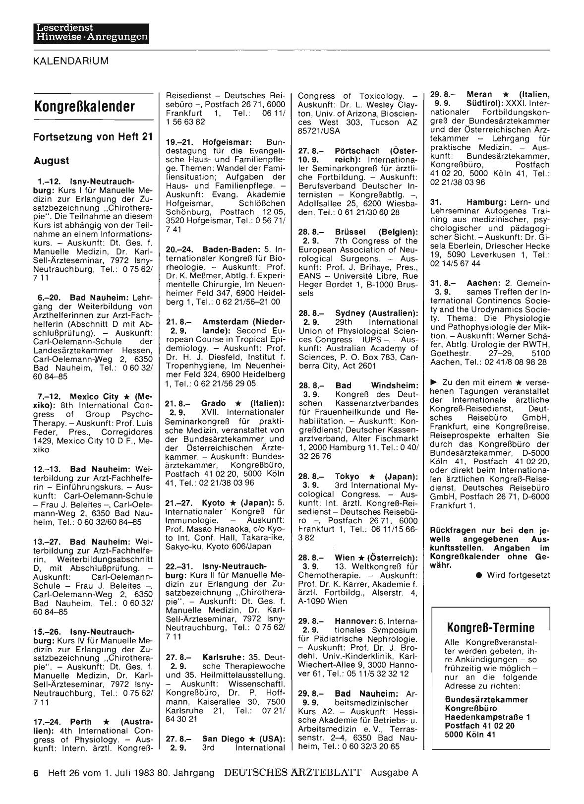 Vorschauseite 1: Kongreßkalender