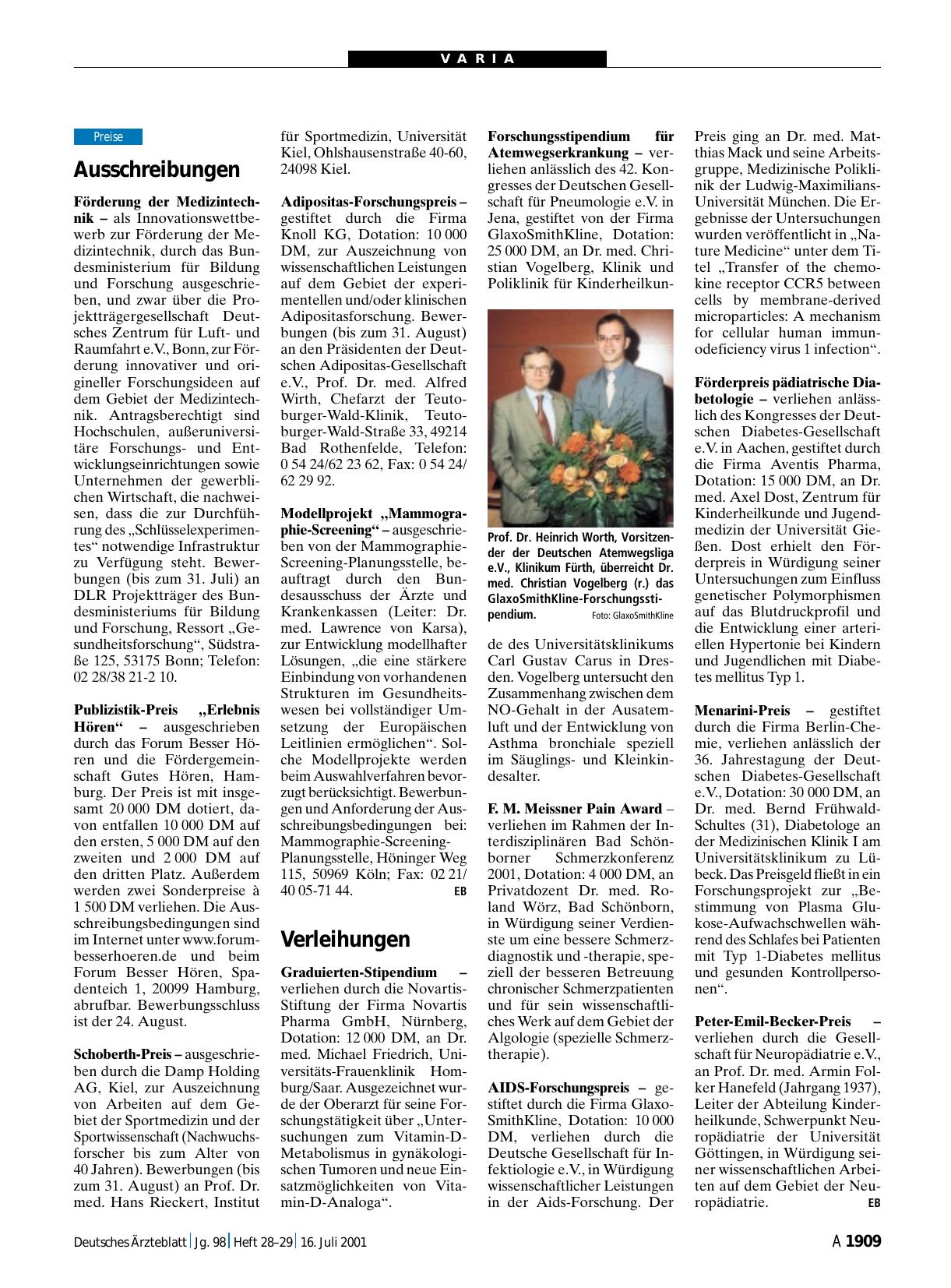 Vorschauseite 1: Ausschreibungen
