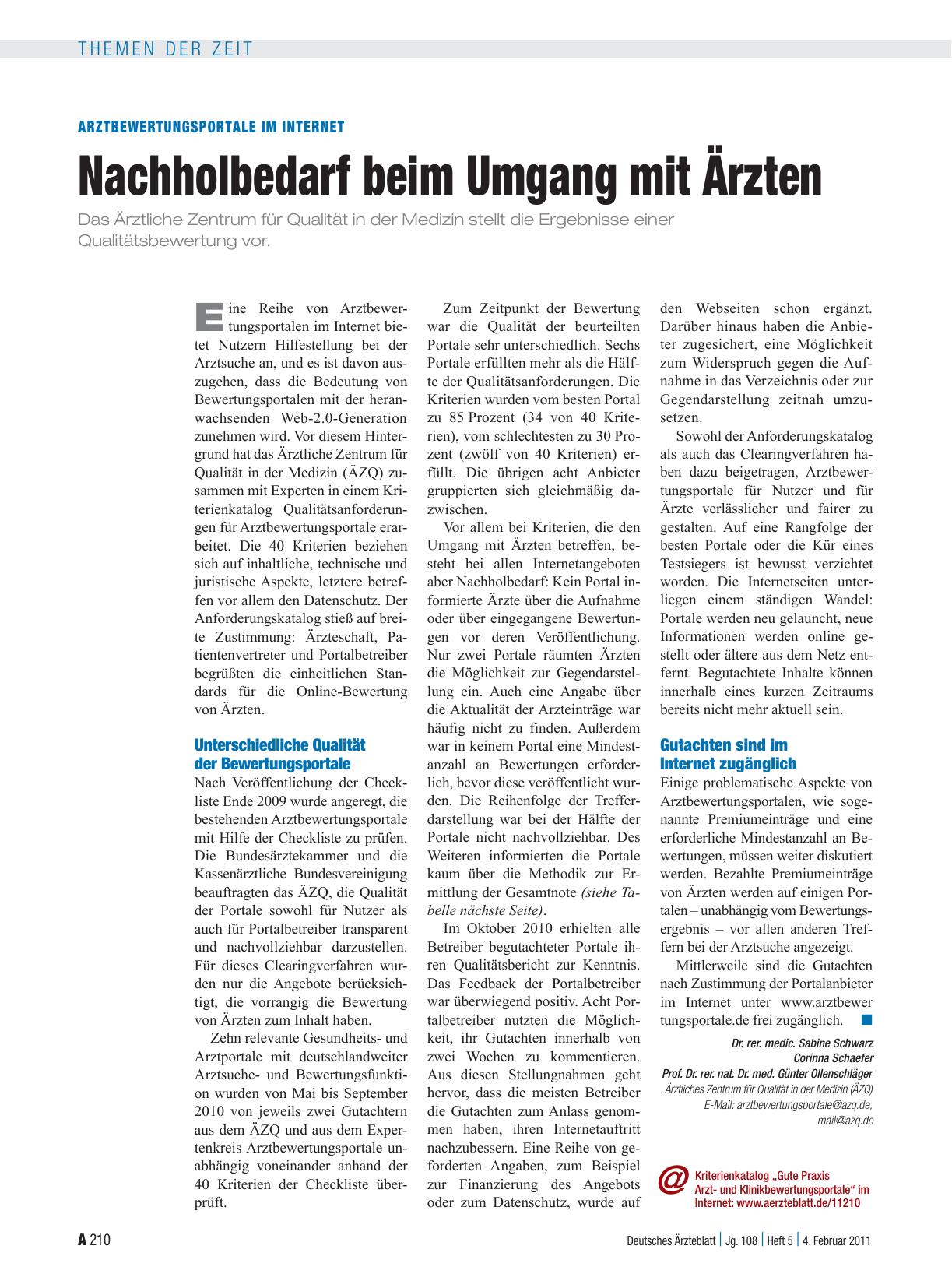 Vorschauseite 1: Arztbewertungsportale im Internet: Nachholbedarf beim Umgang mit Ärzten