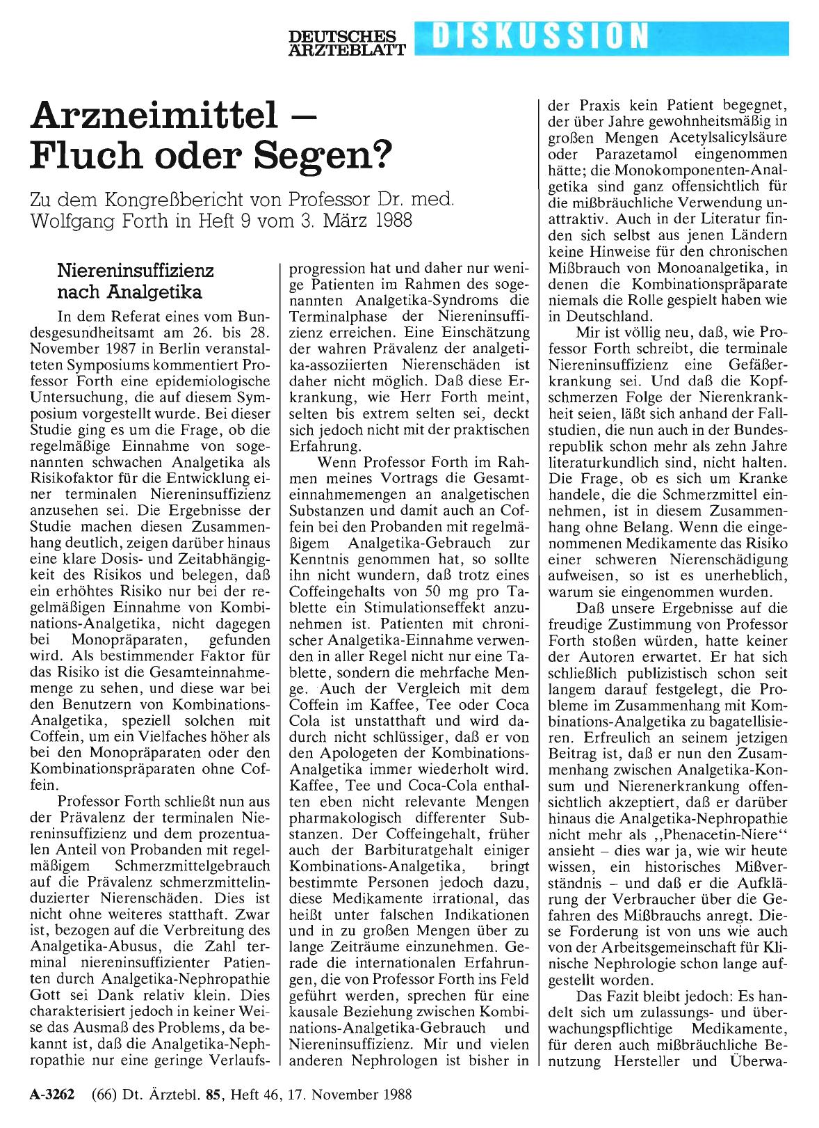 Vorschauseite 1: Arzneimittel Fluch oder Segen? : Niereninsuffizienz nach Analgetika