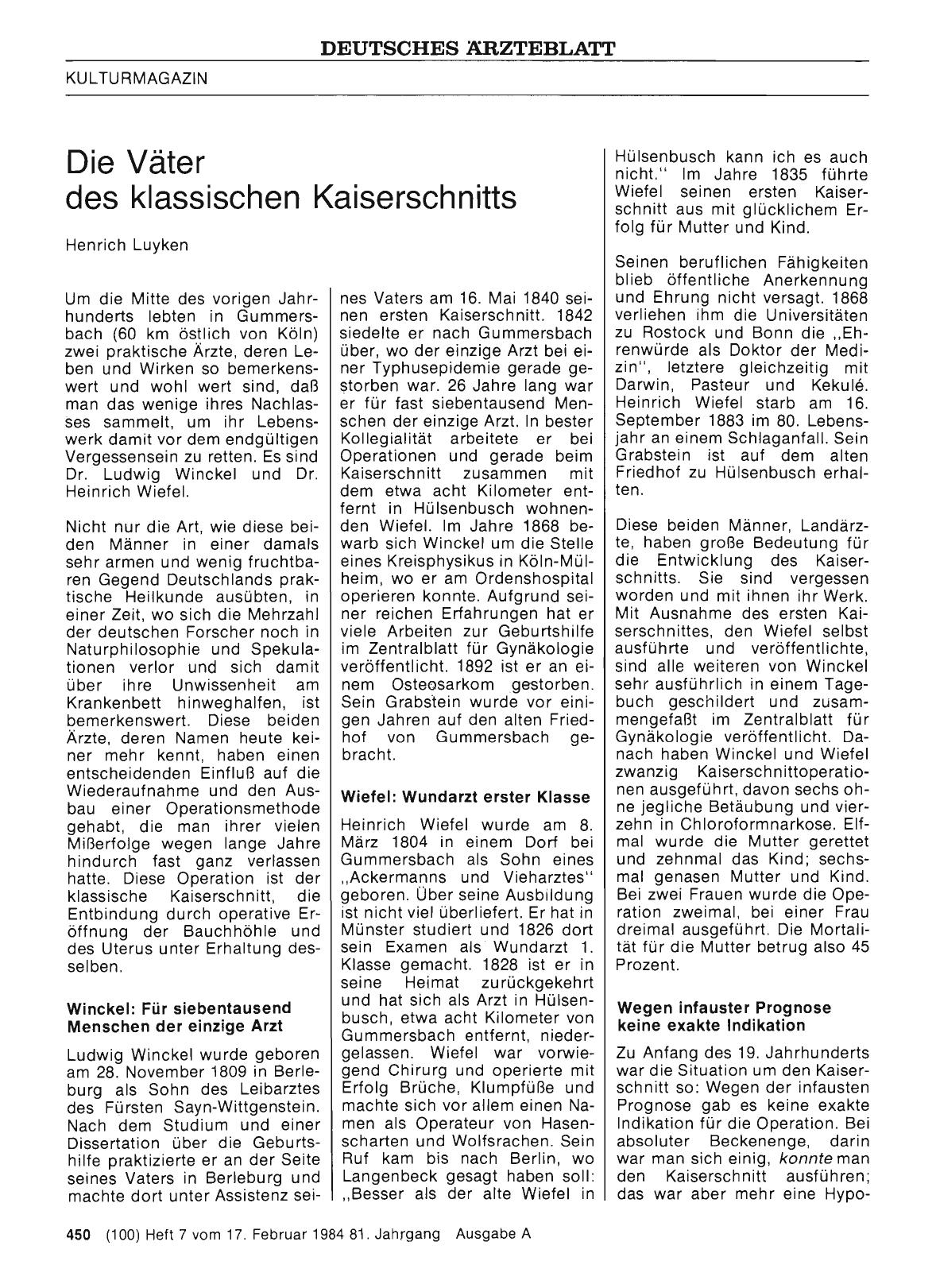 Vorschauseite 1: Die Väter des klassischen Kaiserschnitts