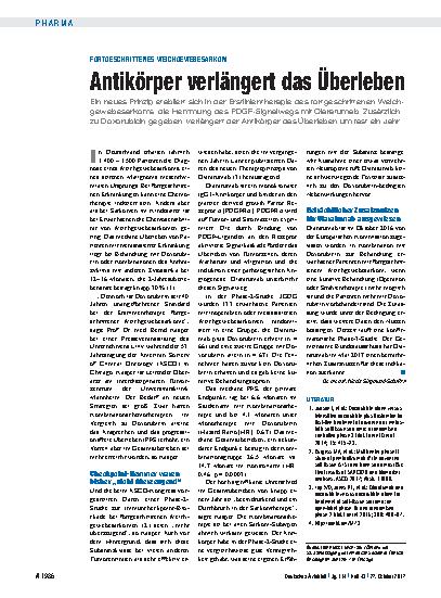 Vorschauseite 1: Fortgeschrittenes Weichgewebesarkom: Antikörper verlängert das Überleben