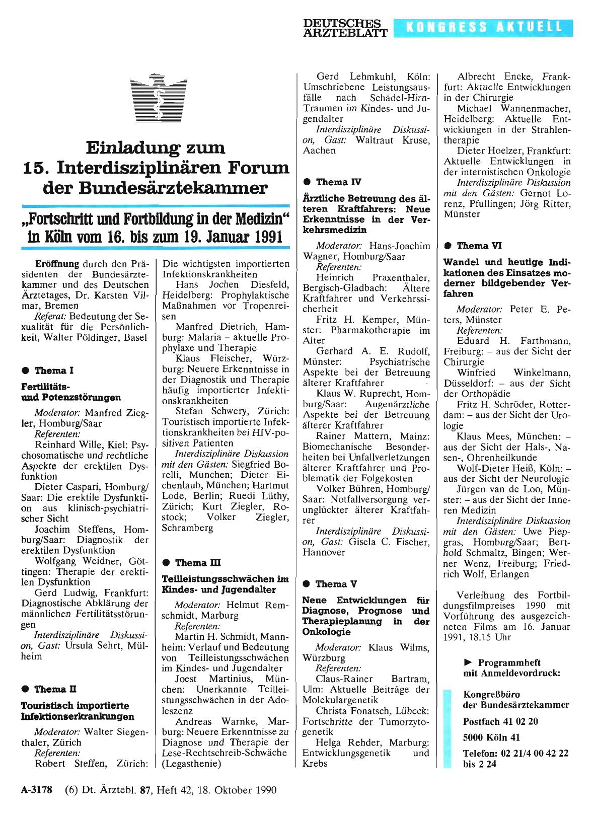 Vorschauseite 1: Einladung. zum 15. Interdisziplinären Forum der Bundesärztekammer