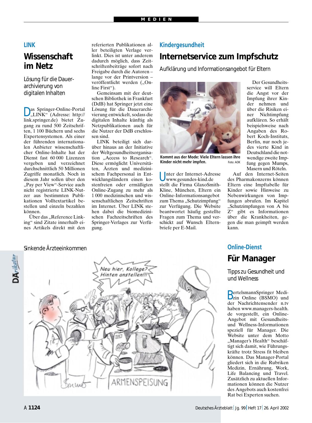 Vorschauseite 1: Kindergesundheit: Internetservice zum Impfschutz