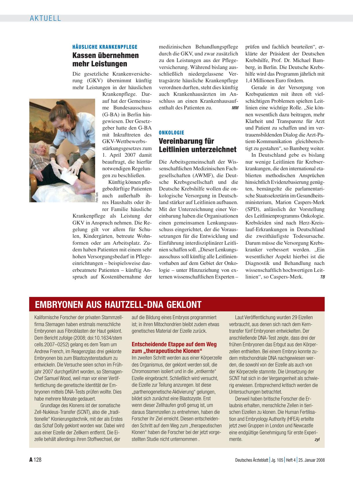 Vorschauseite 1: Embryonen aus Hautzell-DNA geklont