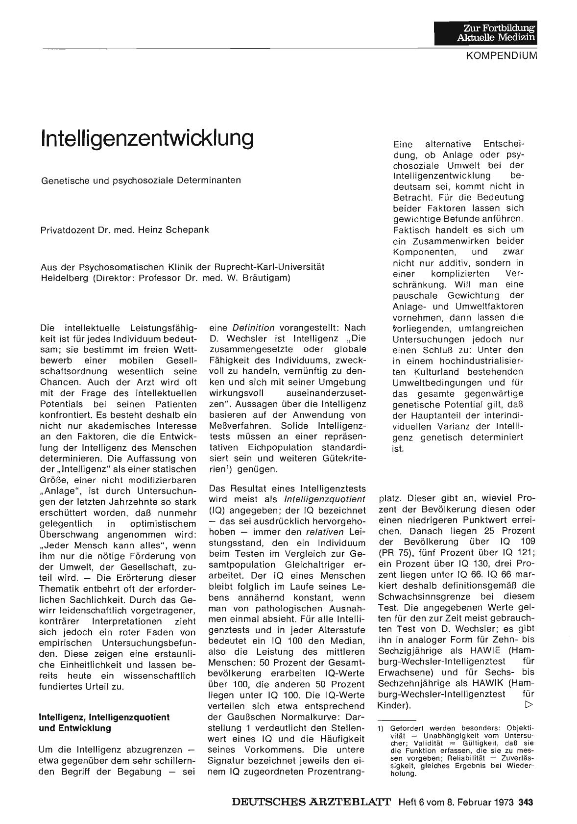 Vorschauseite 1: Intelligenzentwicklung: Genetische und psychosoziale Determinanten