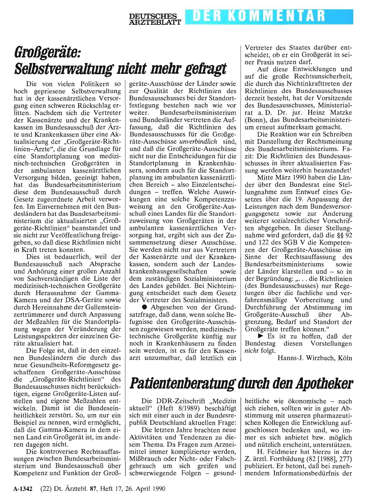 Vorschauseite 1: Großgeräte: Selbstverwaltung nicht mehr gefragt