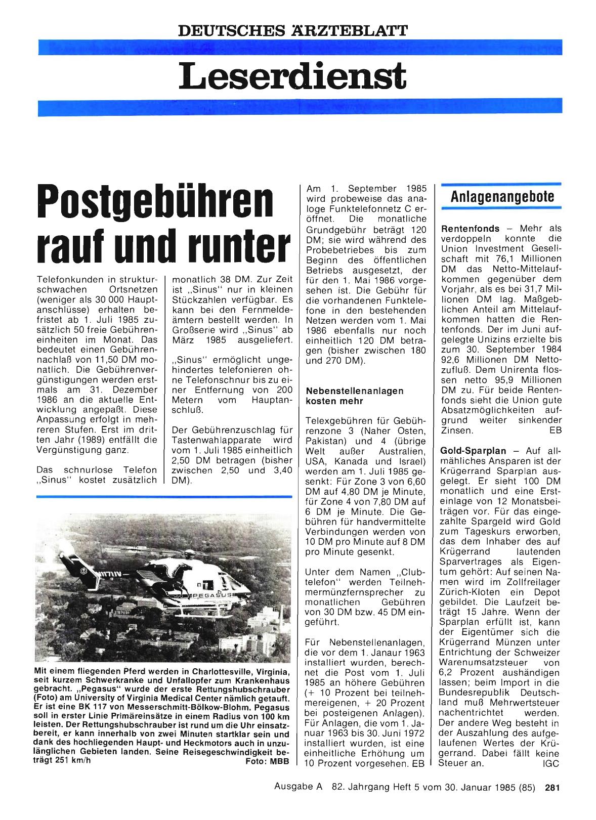 Vorschauseite 1: Postgebühren rauf und runter