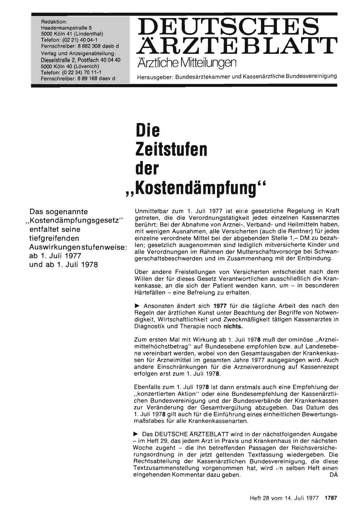 Vorschauseite 1: Die Zeitstufen der, ,Kostendämpfung''