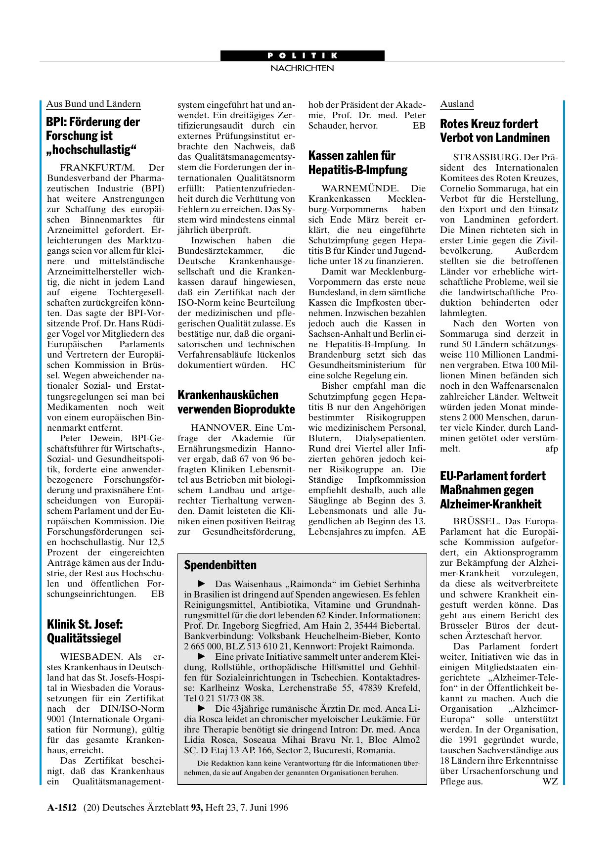 Vorschauseite 1: Kassen zahlen für Hepatitis-B-Impfung