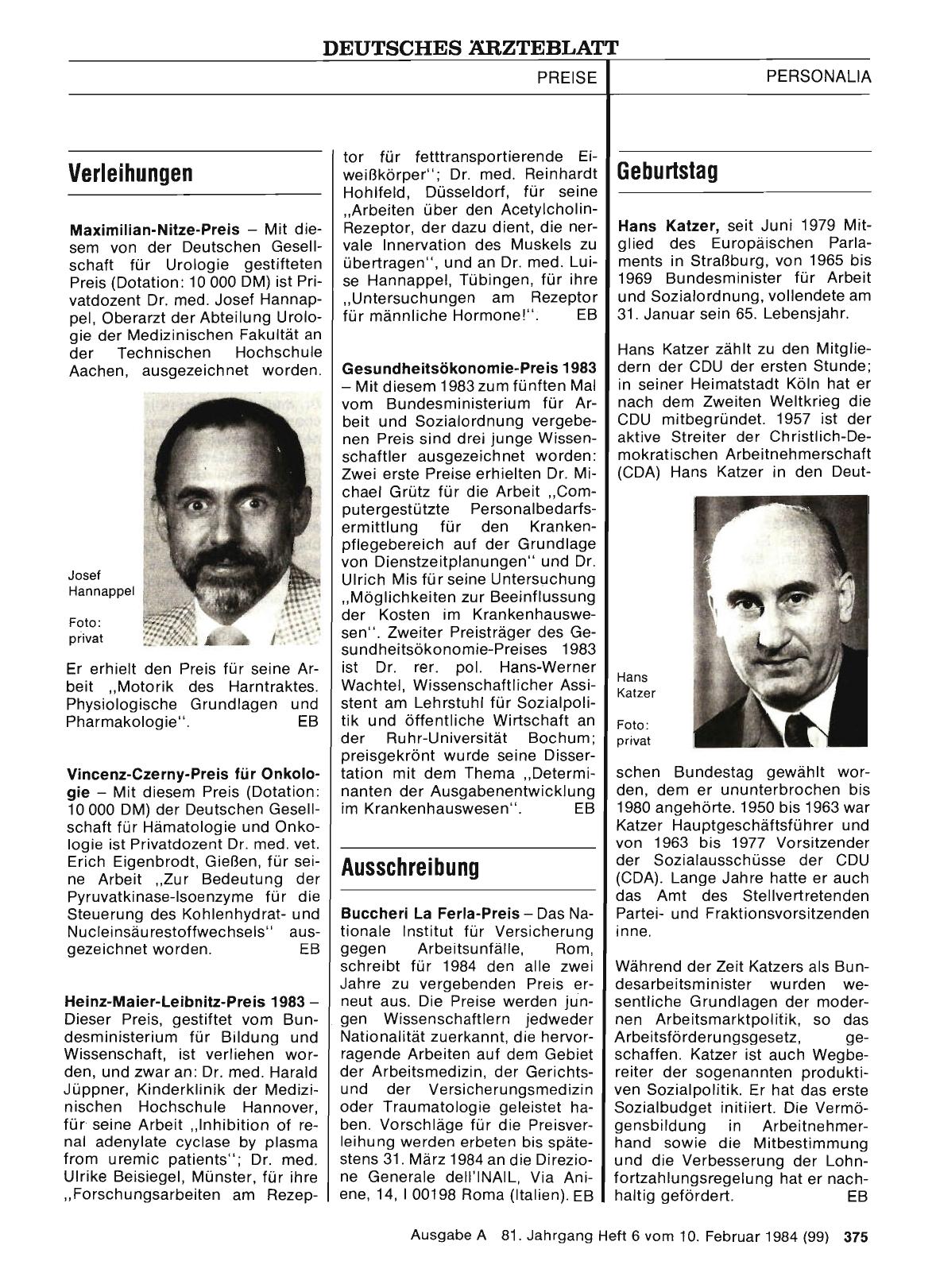 Vorschauseite 1: Verleihungen