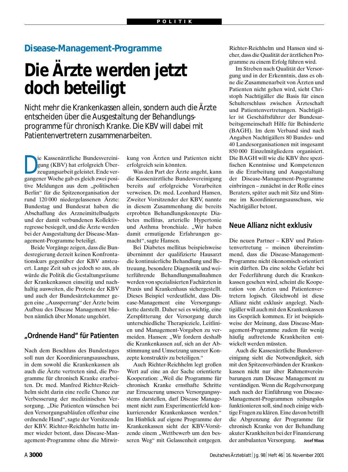 Vorschauseite 1: Disease-Management-Programme: Die Ärzte werden jetzt doch beteiligt