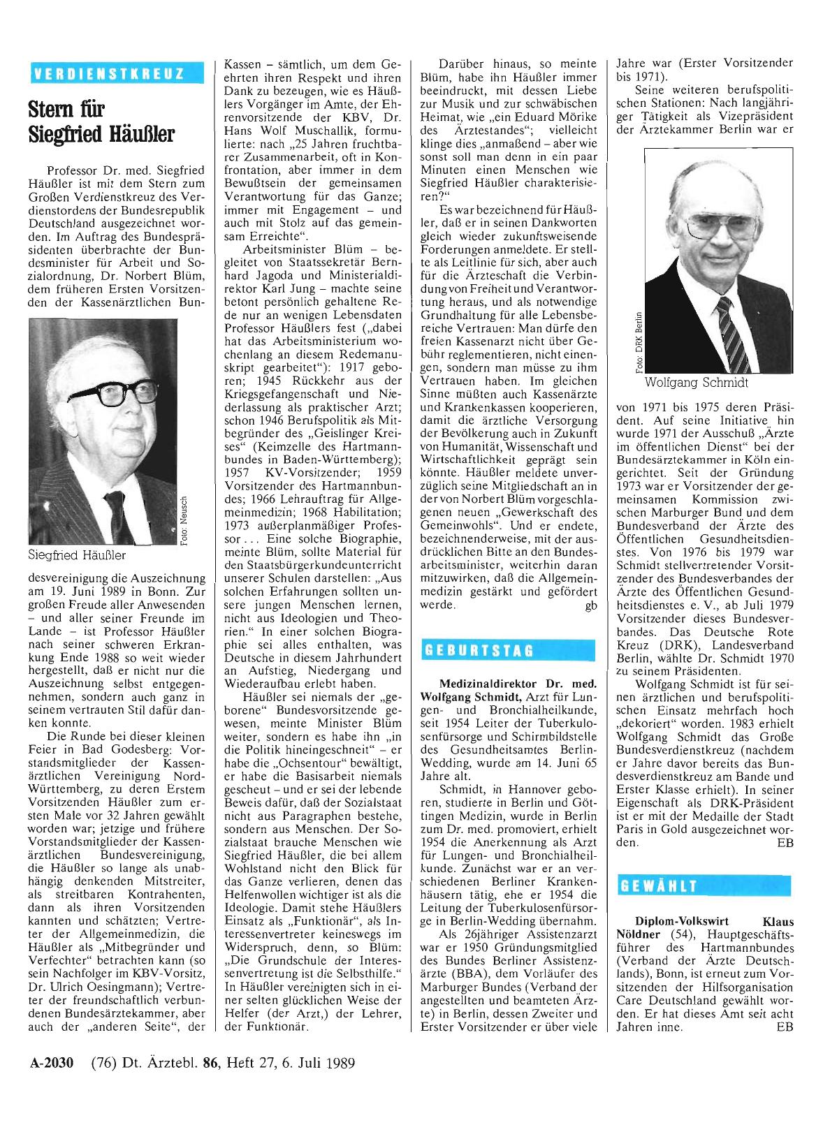 Vorschauseite 1: Stern für Siegfried Häußler