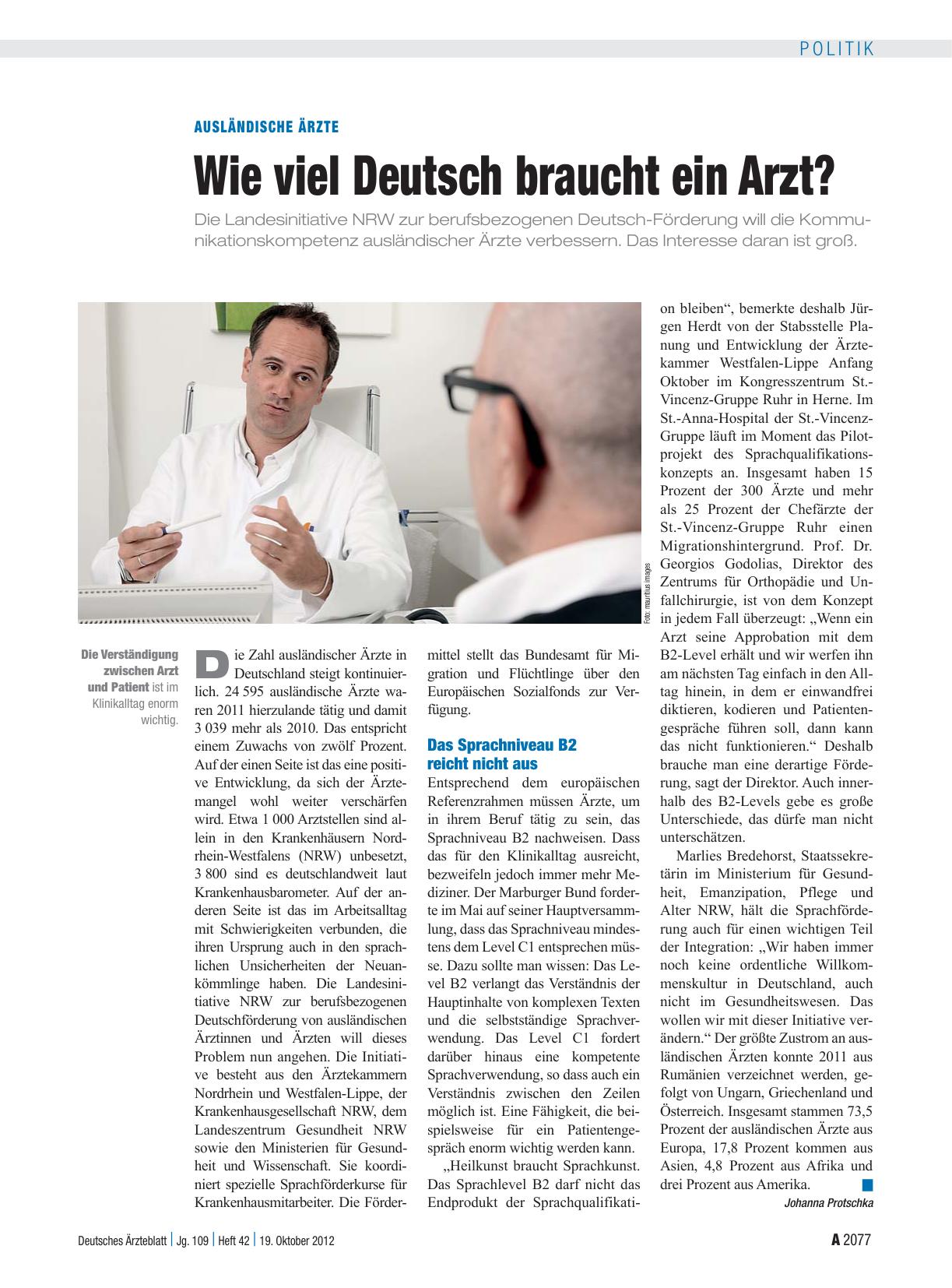 Vorschauseite 1: Ausländische Ärzte: Wie viel Deutsch braucht ein Arzt?