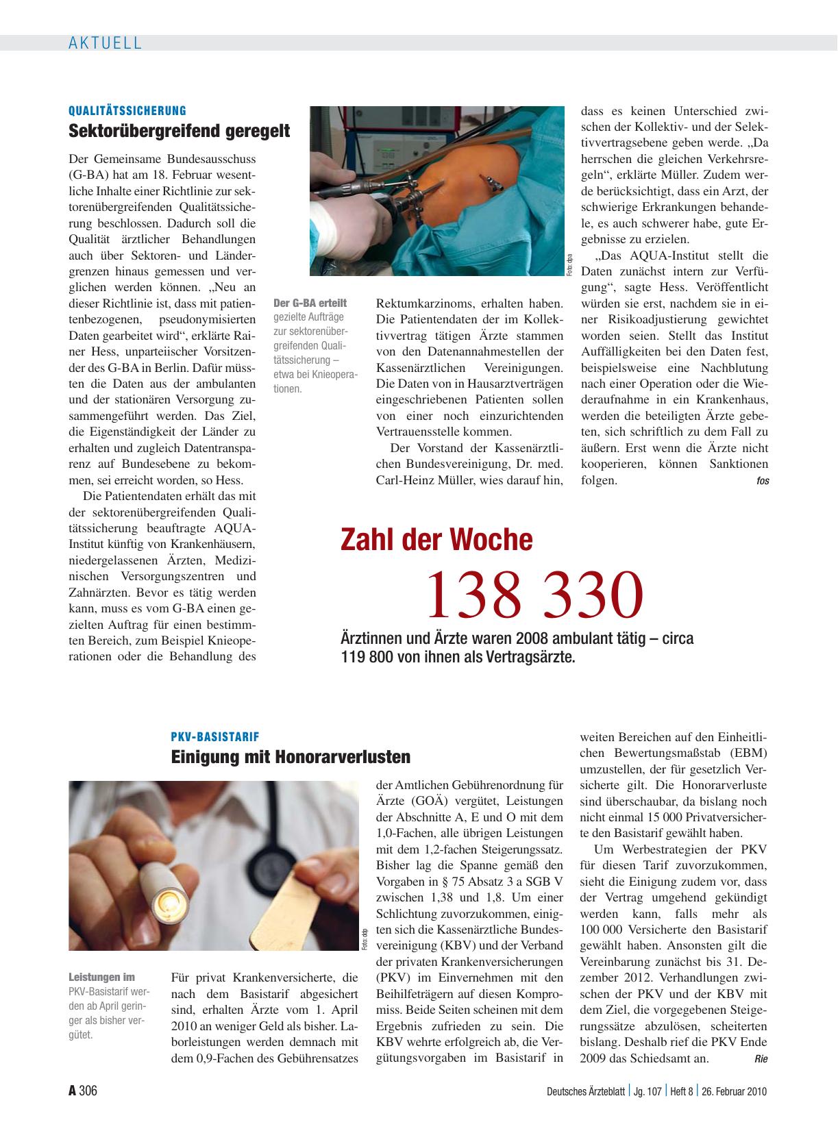 Vorschauseite 1: PKV-Basistarif: Einigung mit Honorarverlust