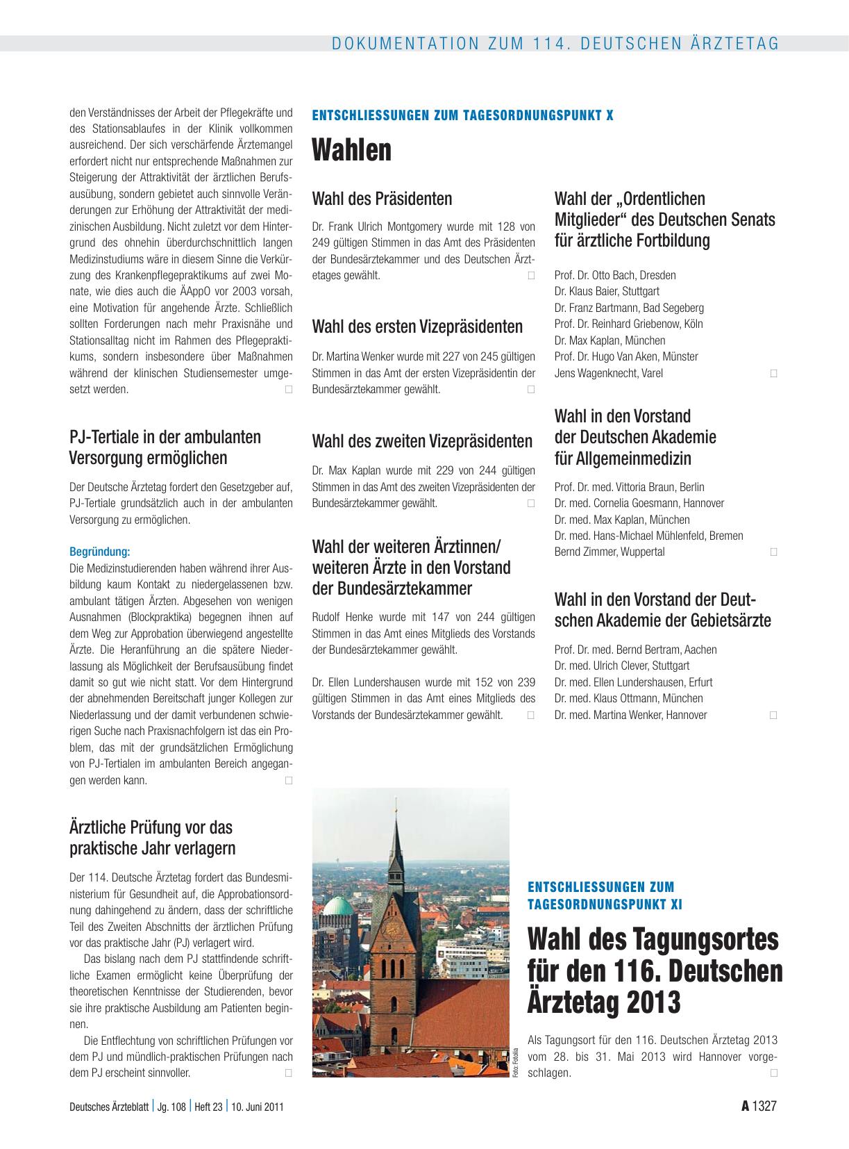 Vorschauseite 1: Entschliessungen zum Tagesordnungspunkt X: Wahlen