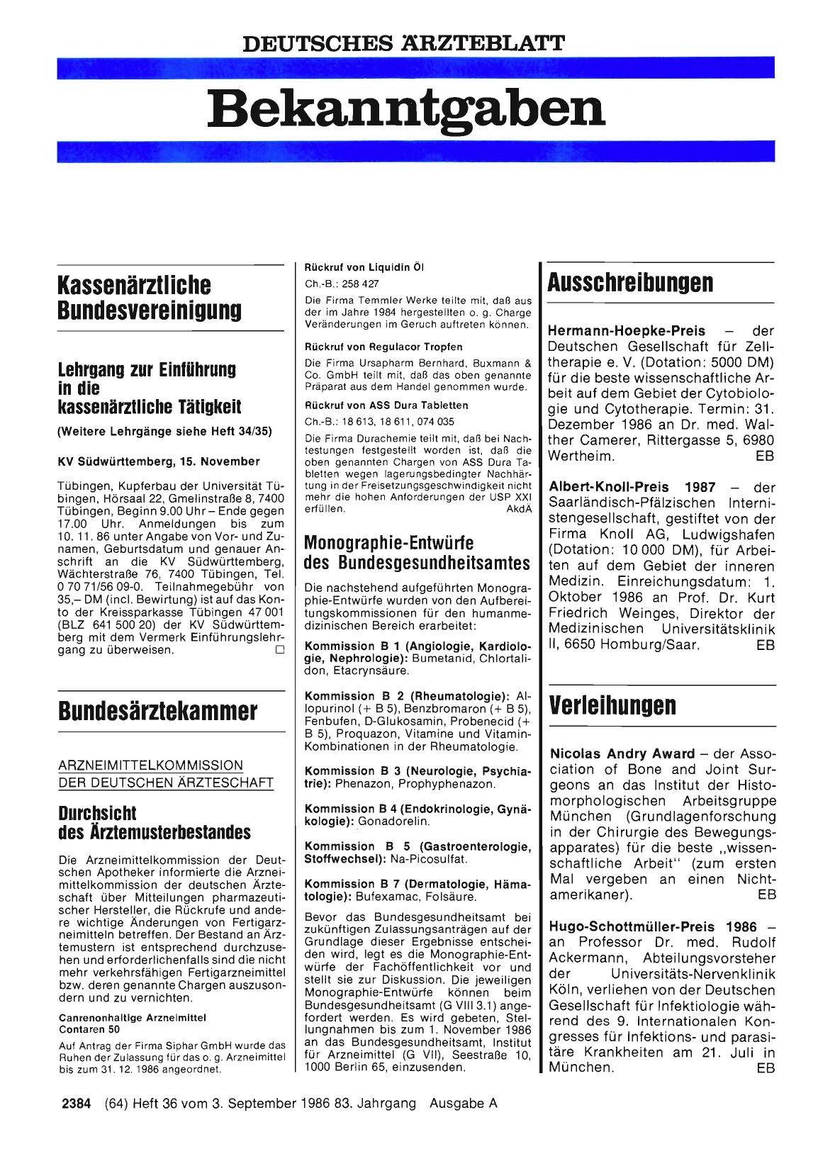 Vorschauseite 1: Verleihungen