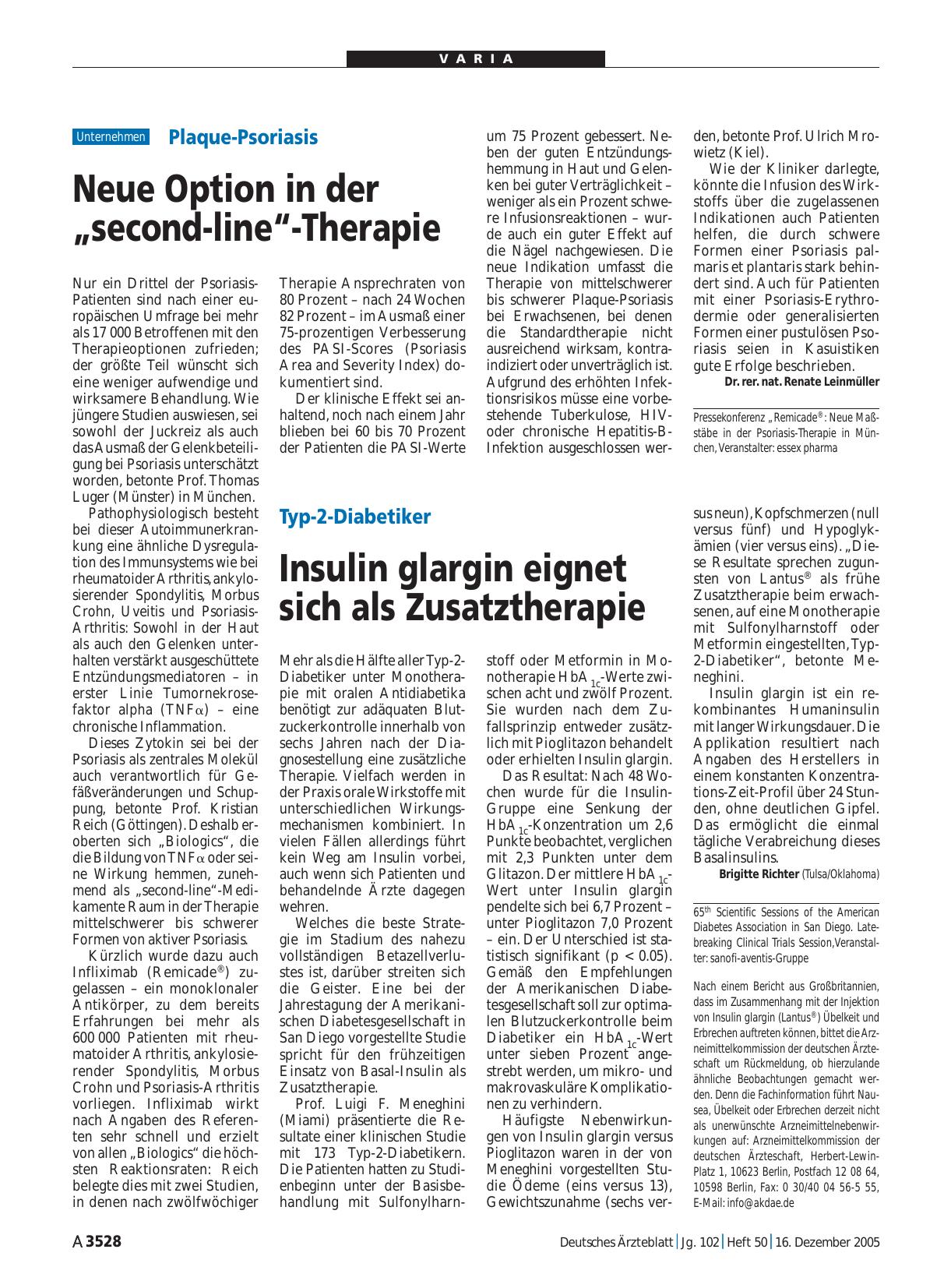 Vorschauseite 1: Typ-2-Diabetiker: Insulin glargin eignet sich als Zusatztherapie