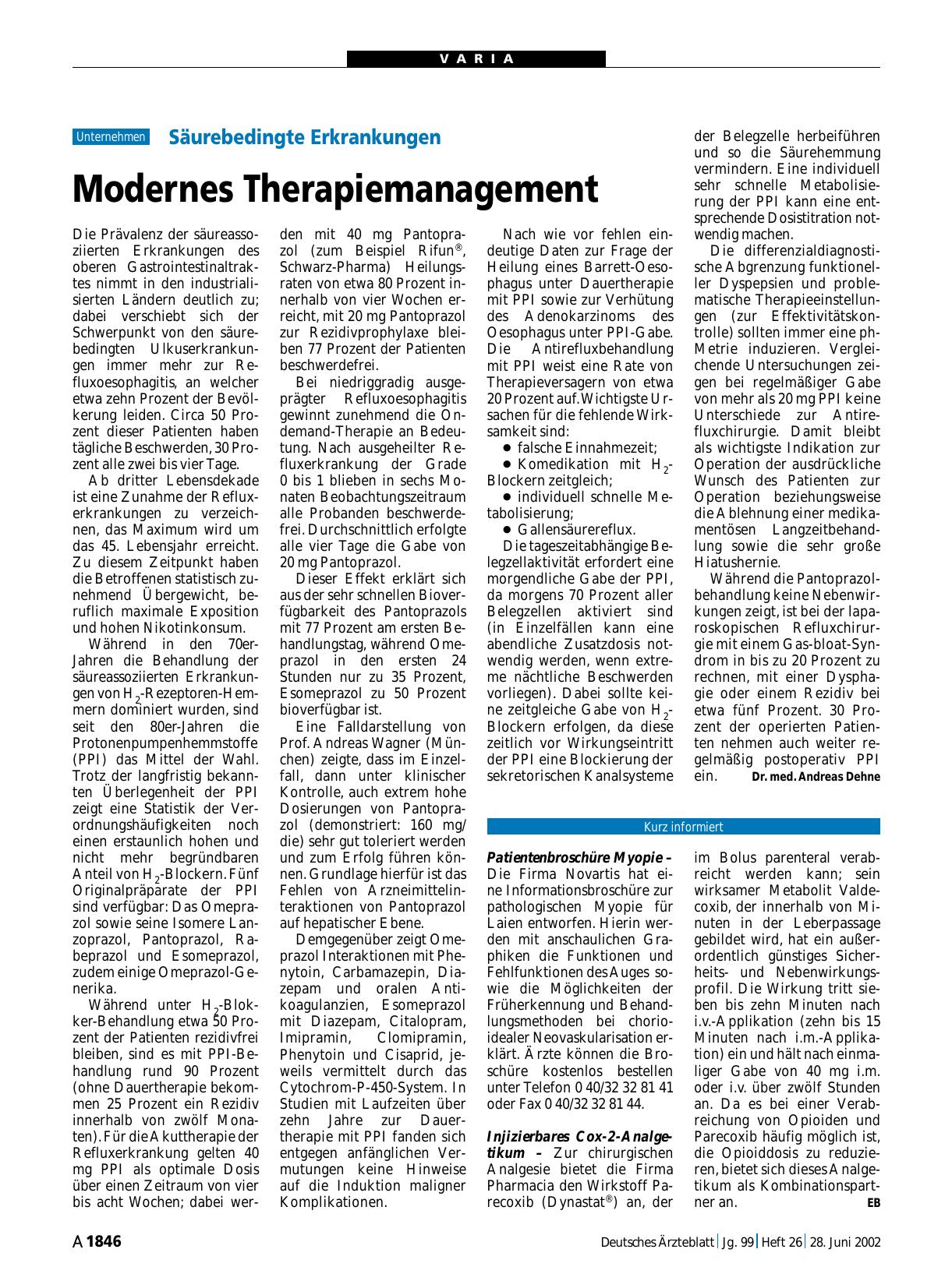 Vorschauseite 1: Säurebedingte Erkrankungen: Modernes Therapiemanagement