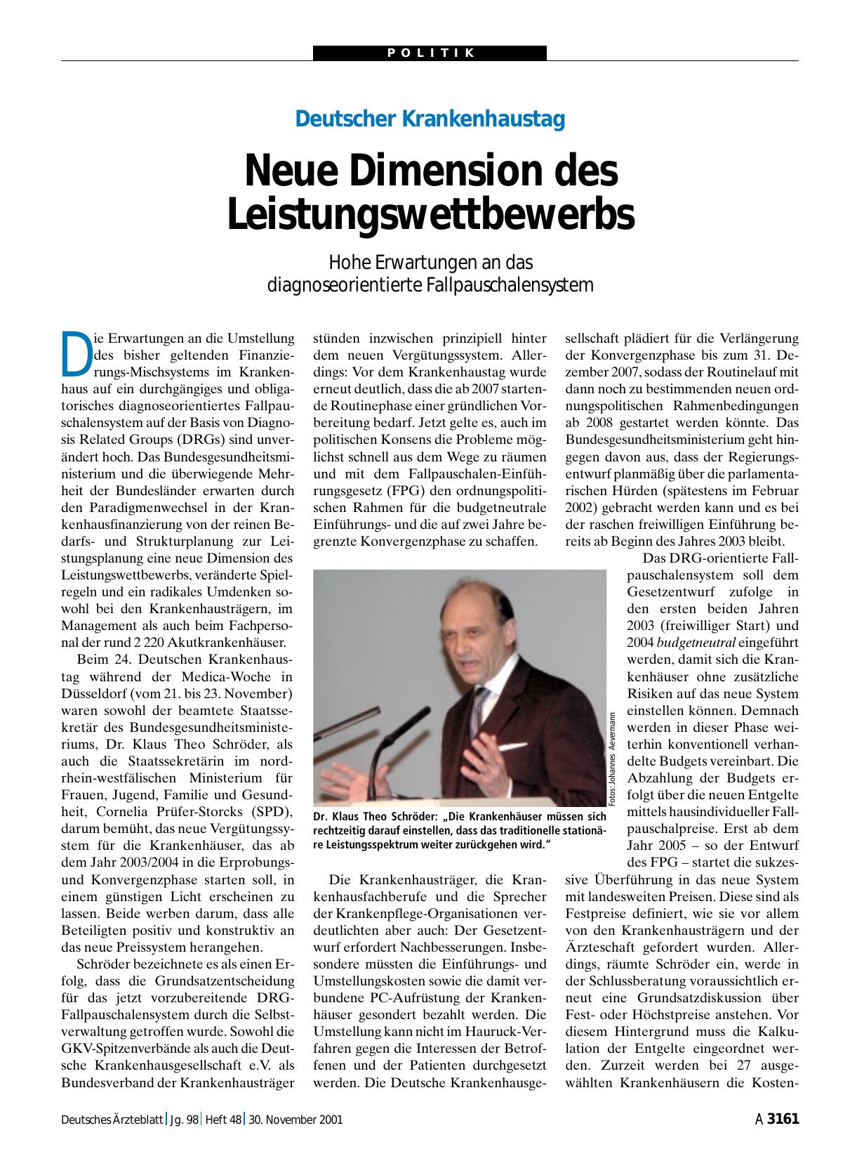 Vorschauseite 1: Deutscher Krankenhaustag: Neue Dimension des Leistungswettbewerbs