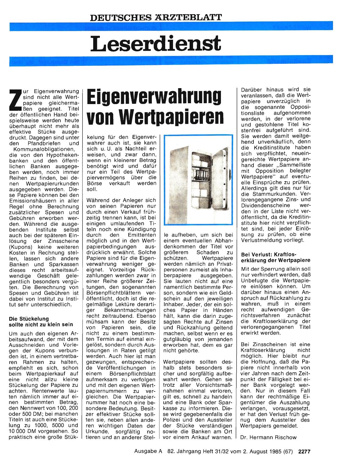 Vorschauseite 1: Eigenverwahrung von Wertpapieren