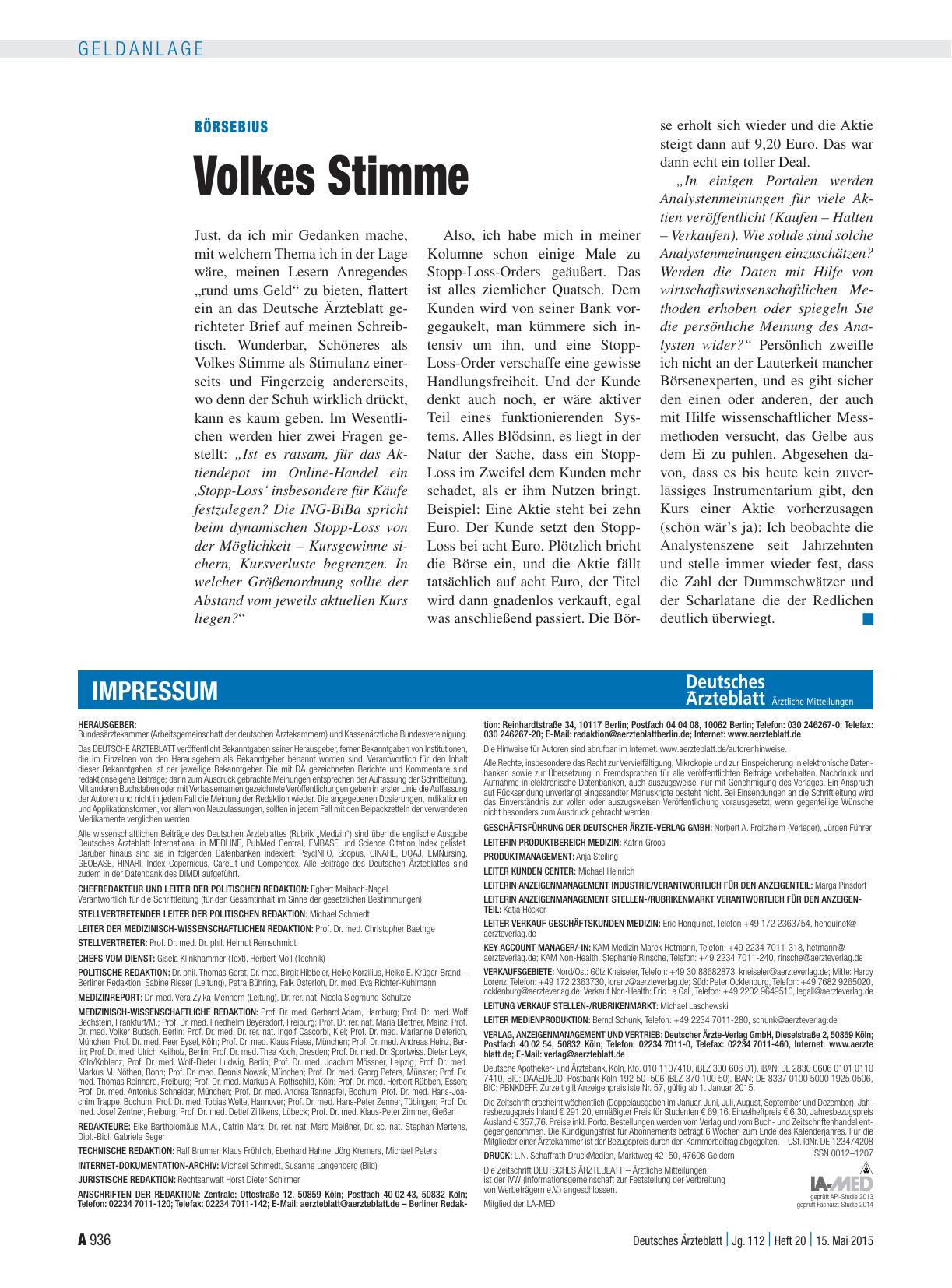 Vorschauseite 1: Börsebius: Volkes Stimme