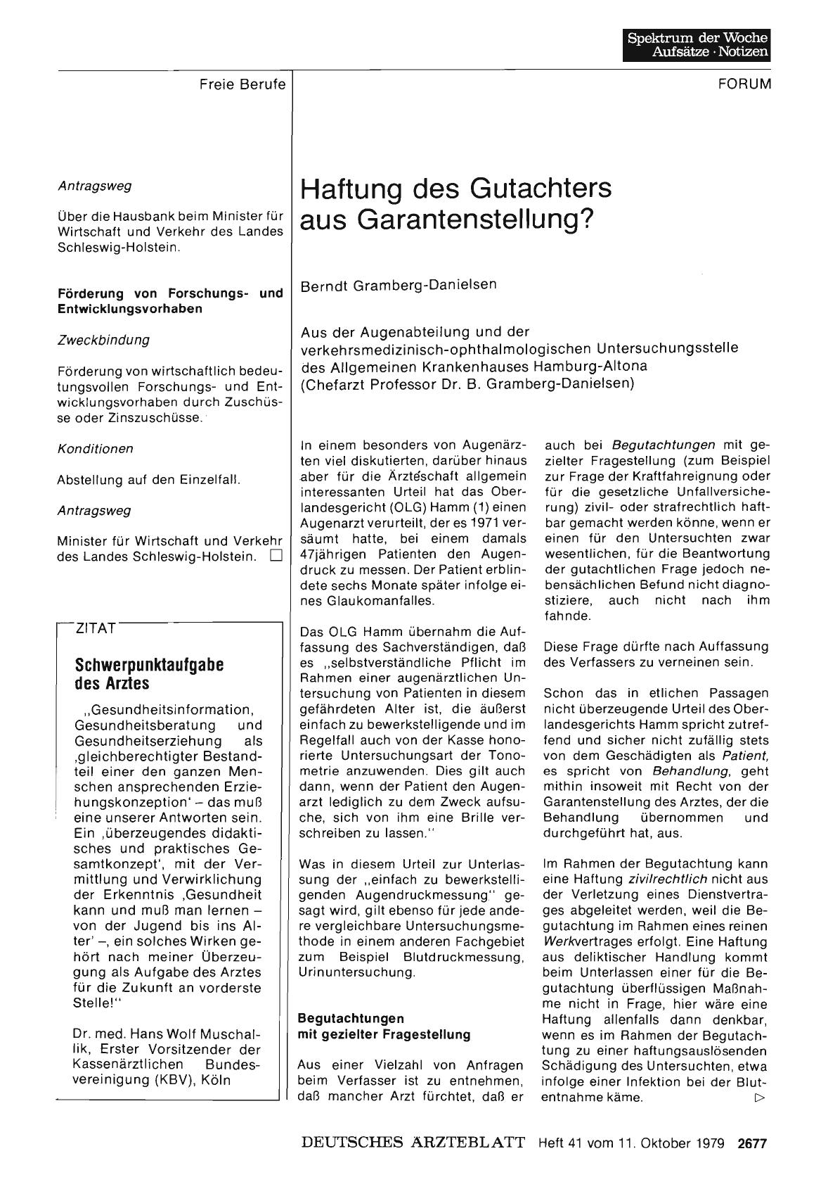 Vorschauseite 1: Haftung des Gutachters aus Garantenstellung?