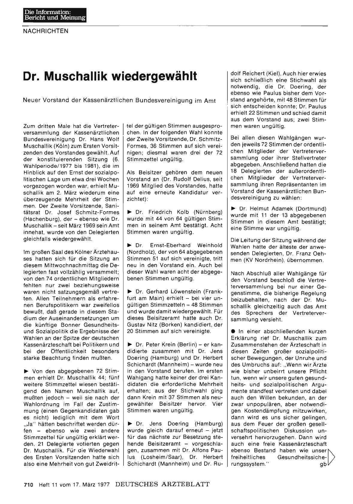 Vorschauseite 1: Dr. Muschallik wiedergewählt