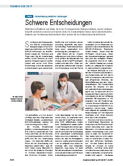 Vorschauseite 1: Verschiebung elektiver Leistungen: Schwere Entscheidungen