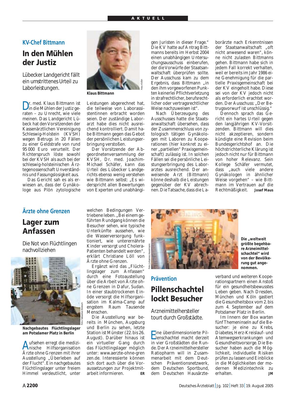Vorschauseite 1: KV-Chef Bittmann: In den Mühlen der Justiz