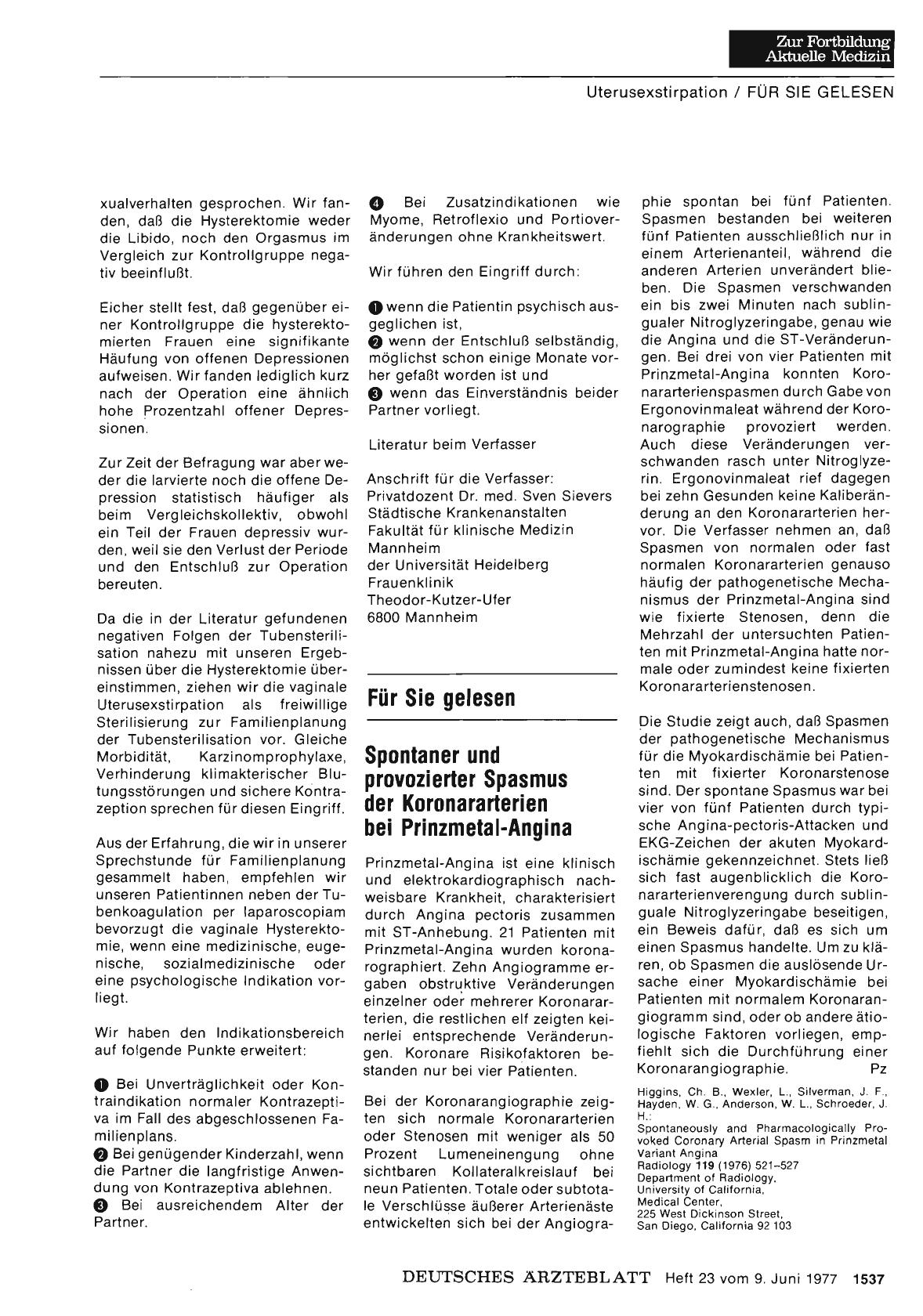 Vorschauseite 1: Spontaner und provozierter Spasmus der Koronararterien bei Prinzmetal-Angina