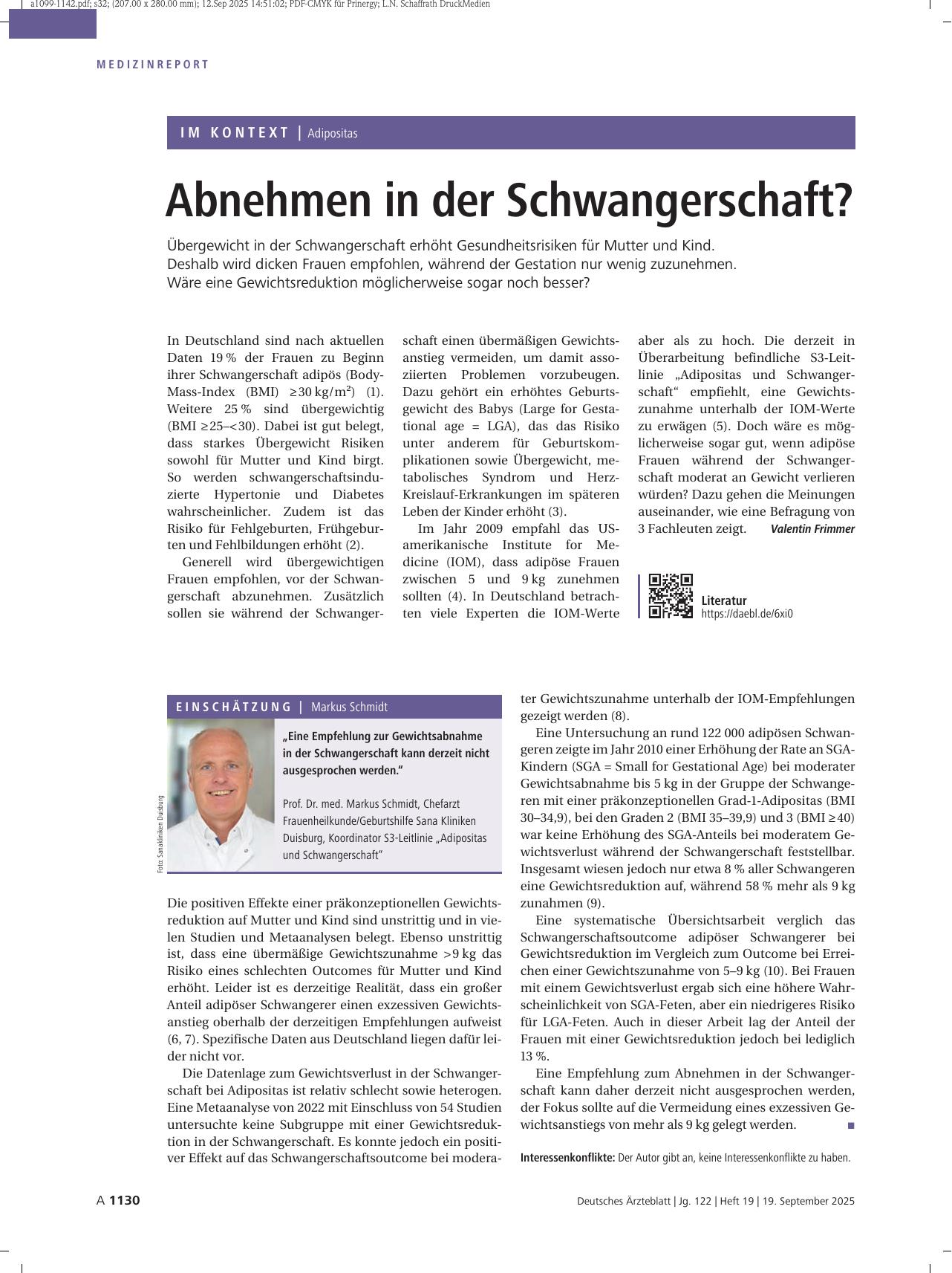 Vorschauseite 1: Adipositas: Abnehmen in der Schwangerschaft?