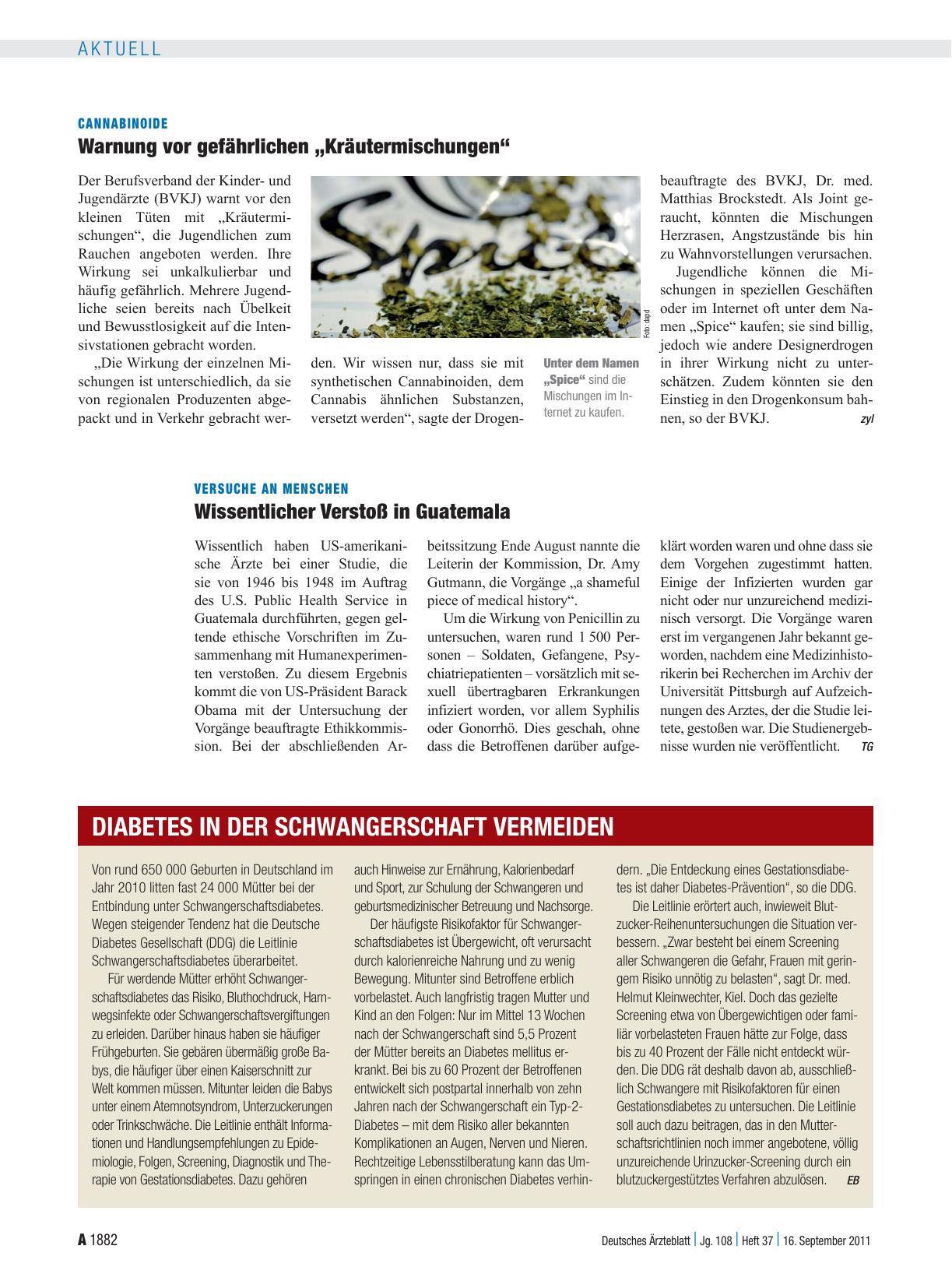 Vorschauseite 1: Cannabinoide: Warnung vor gefährlichen „Kräutermischungen“