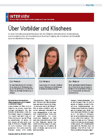 Vorschauseite 1: Interview mit Laura Grüner, Dr. med. Barbara Puhahn-Schmeiser und Dr. med. Petra Büchin: Über Vorbilder und Klischees