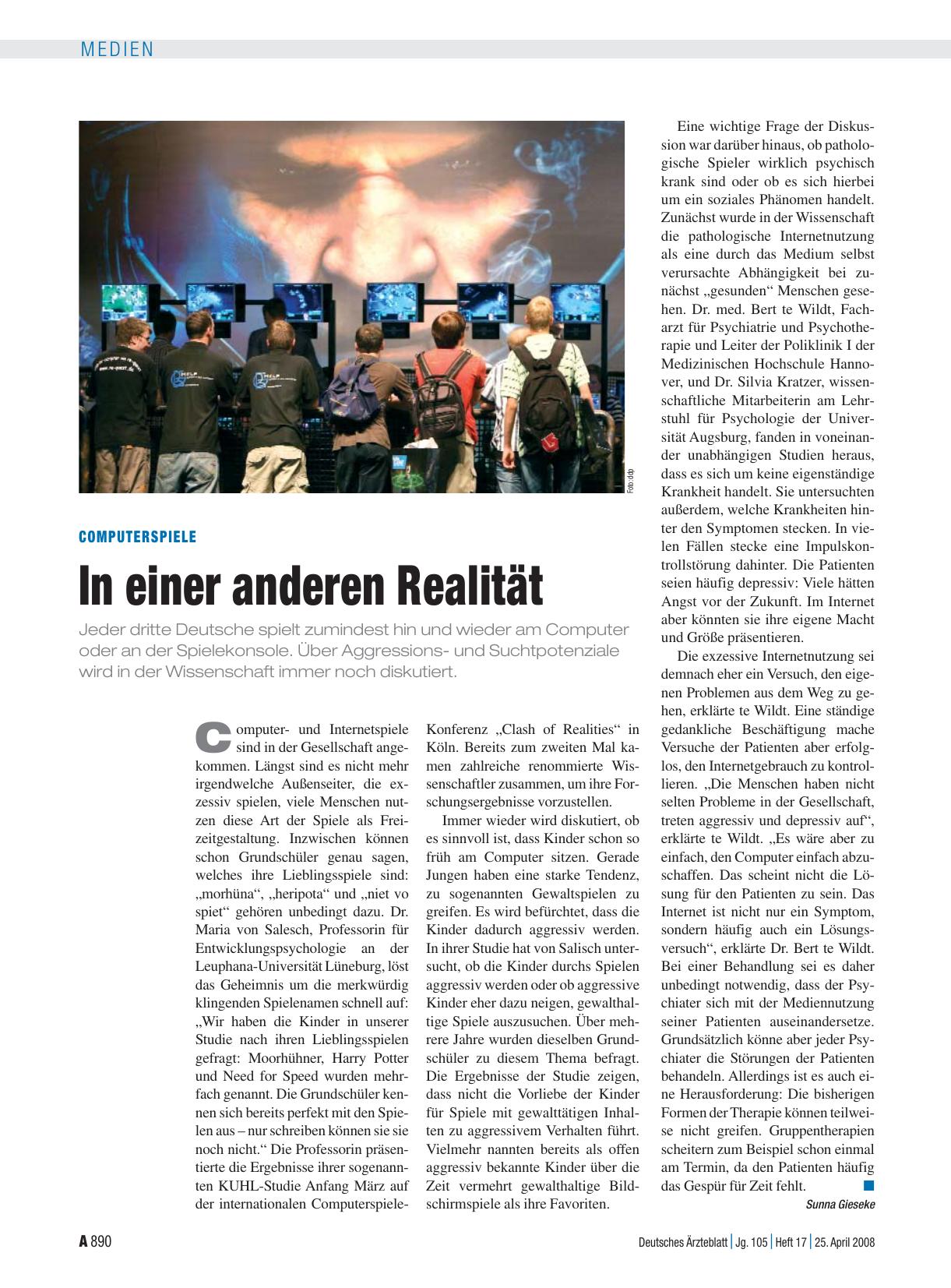 Vorschauseite 1: Computerspiele: In einer anderen Realität