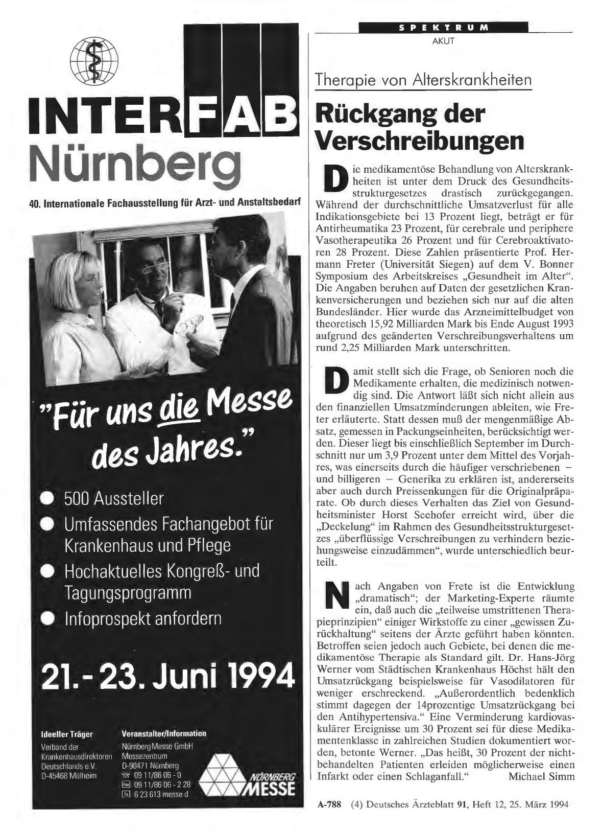 Vorschauseite 1: Therapie von Alterskrankheiten: Rückgang der Verschreibungen