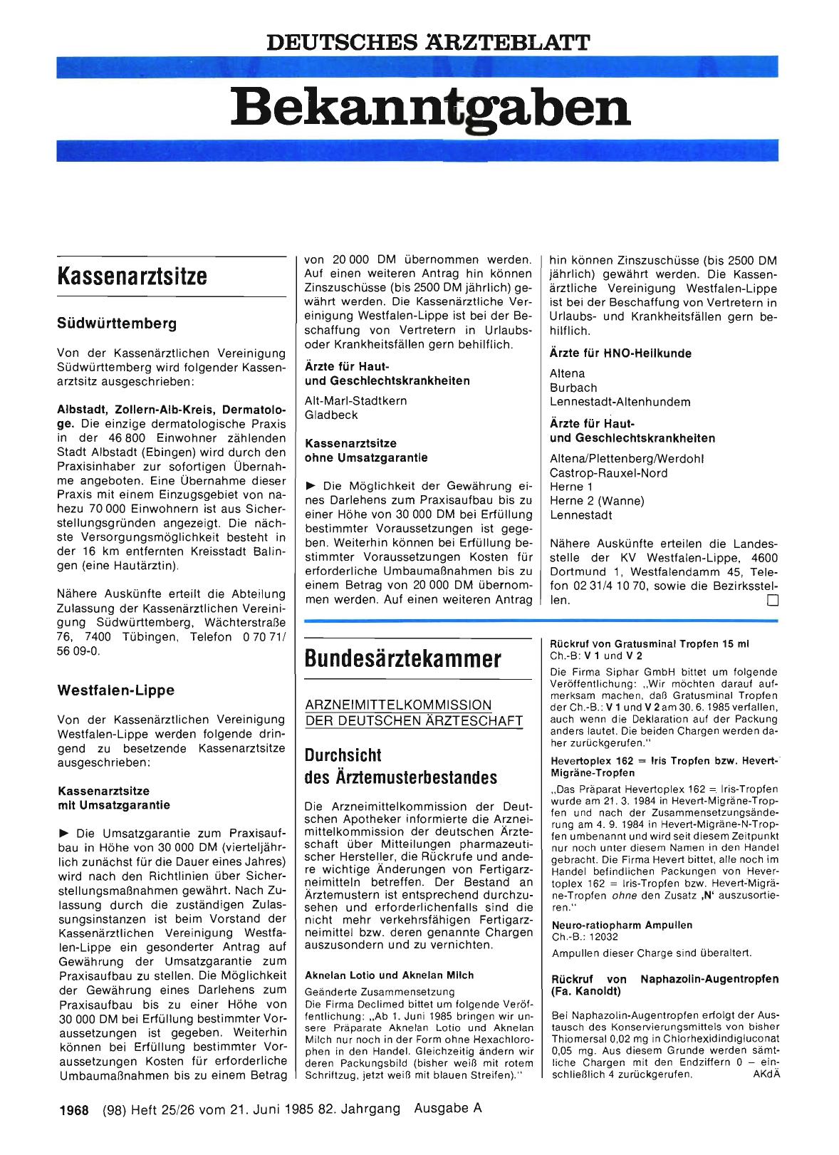 Vorschauseite 1: ARZNEIMITTELKOMMISSION DER DEUTSCHEN ÄRZTESCHAFT: Durchsicht des Ärztemusterbestandes