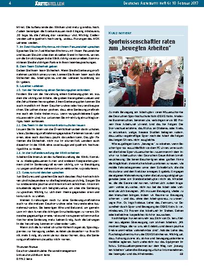 Vorschauseite 1: Sportwissenschaftler raten zum „bewegten Arbeiten“