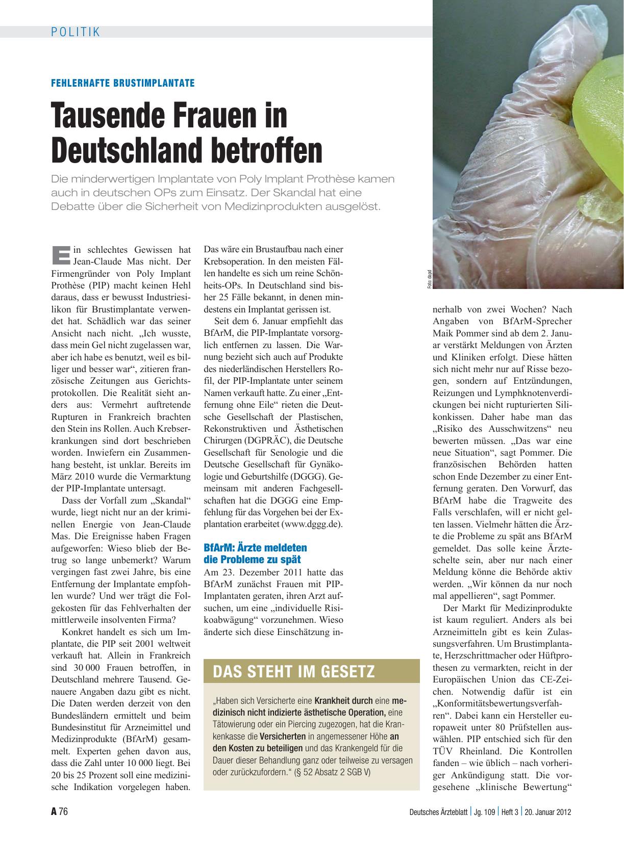 Vorschauseite 1: Fehlerhafte Brustimplantate: Tausende Frauen in Deutschland betroffen